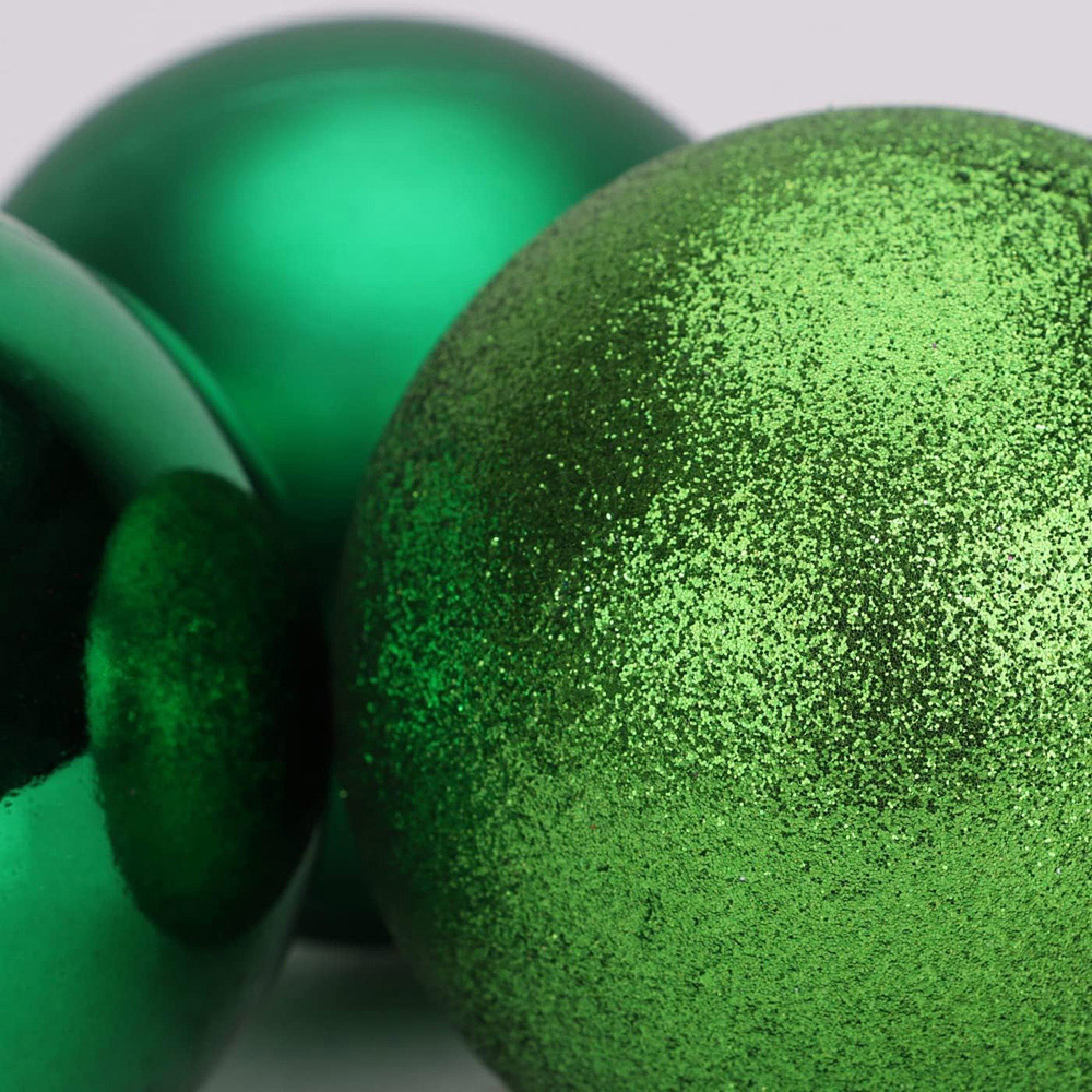Shatchi 10cm Dark Green Shatterproof Christmas Bauble 3 Pack Image 3