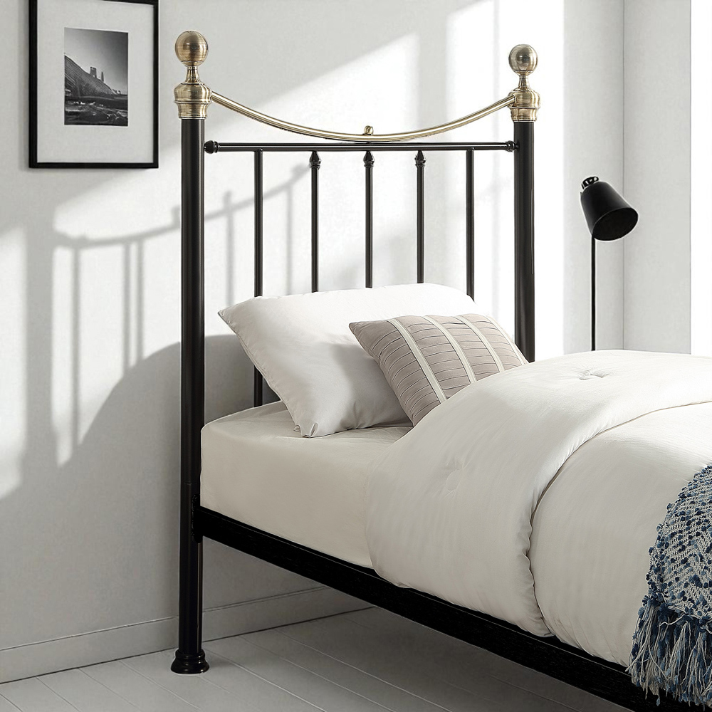 OAT Home Hampstead Single Black and Brass and Black Guest Trundle Metal Bed Image 3