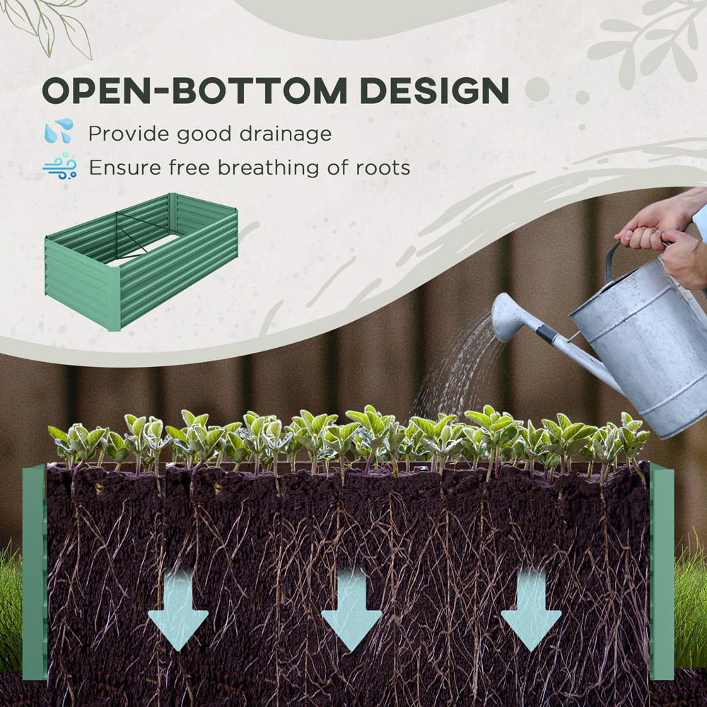 Outsunny Galvanised Steel Light Green Outdoor Raised Bed with Reinforced Rod 59 x 180 x 90cm Image 7