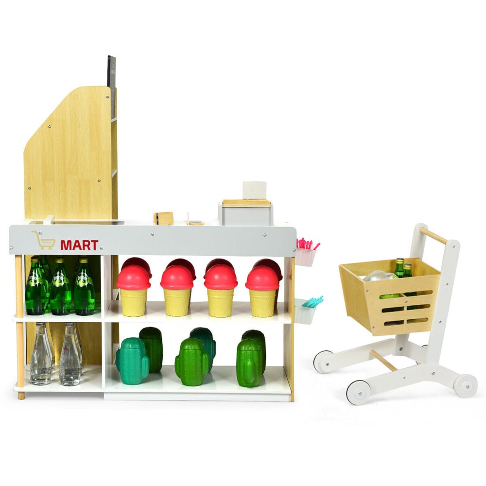 Costway Supermarket Toddler Play Set with Shopping Cart Image 4