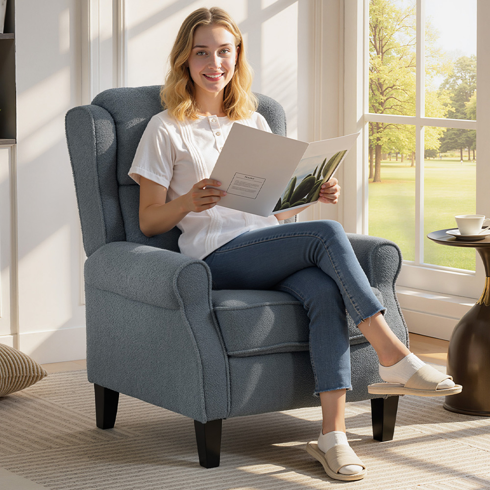 Portland Grey Manual Recliner Armchair  Image 1