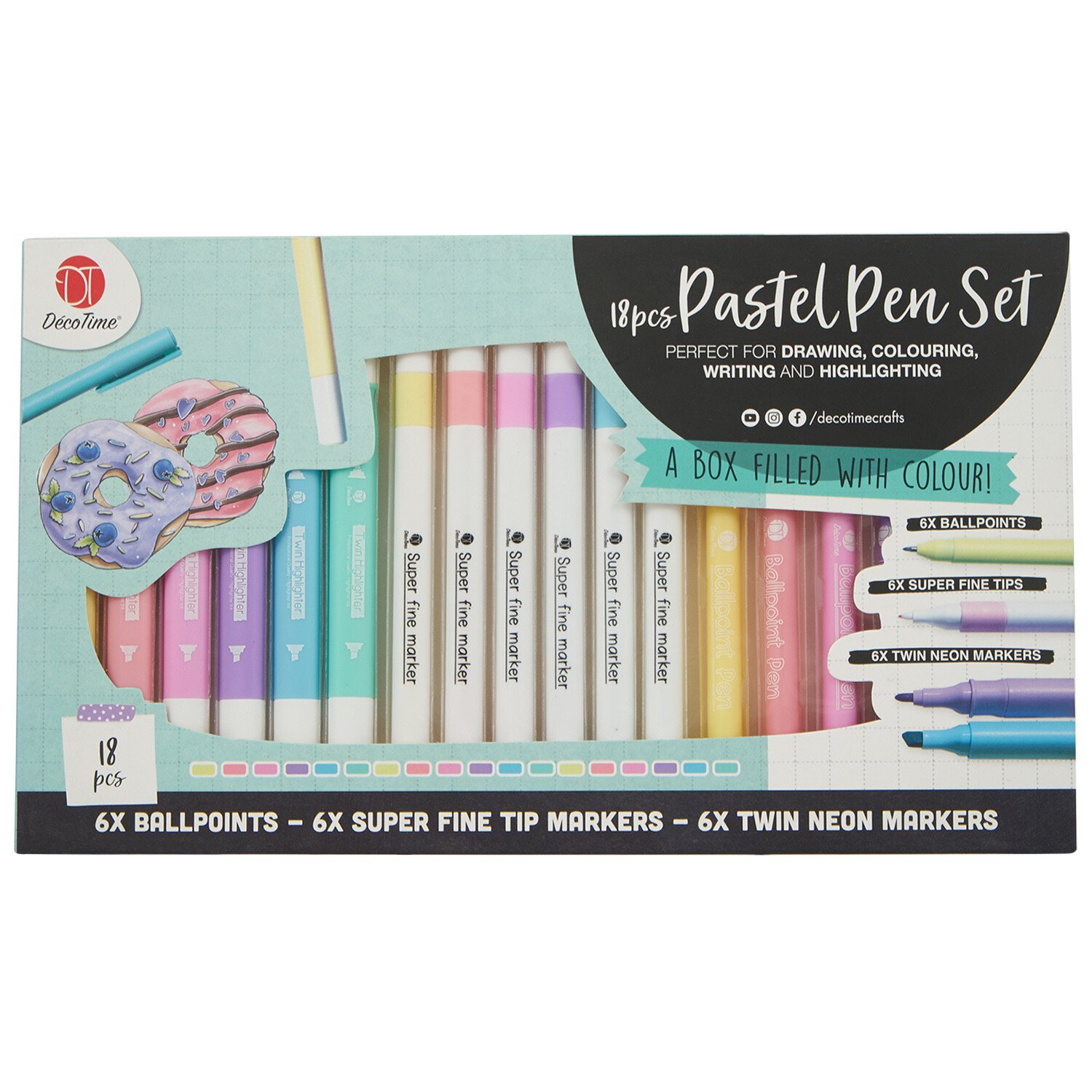 18 Piece Pastel Pen Set - Pastel Image 1