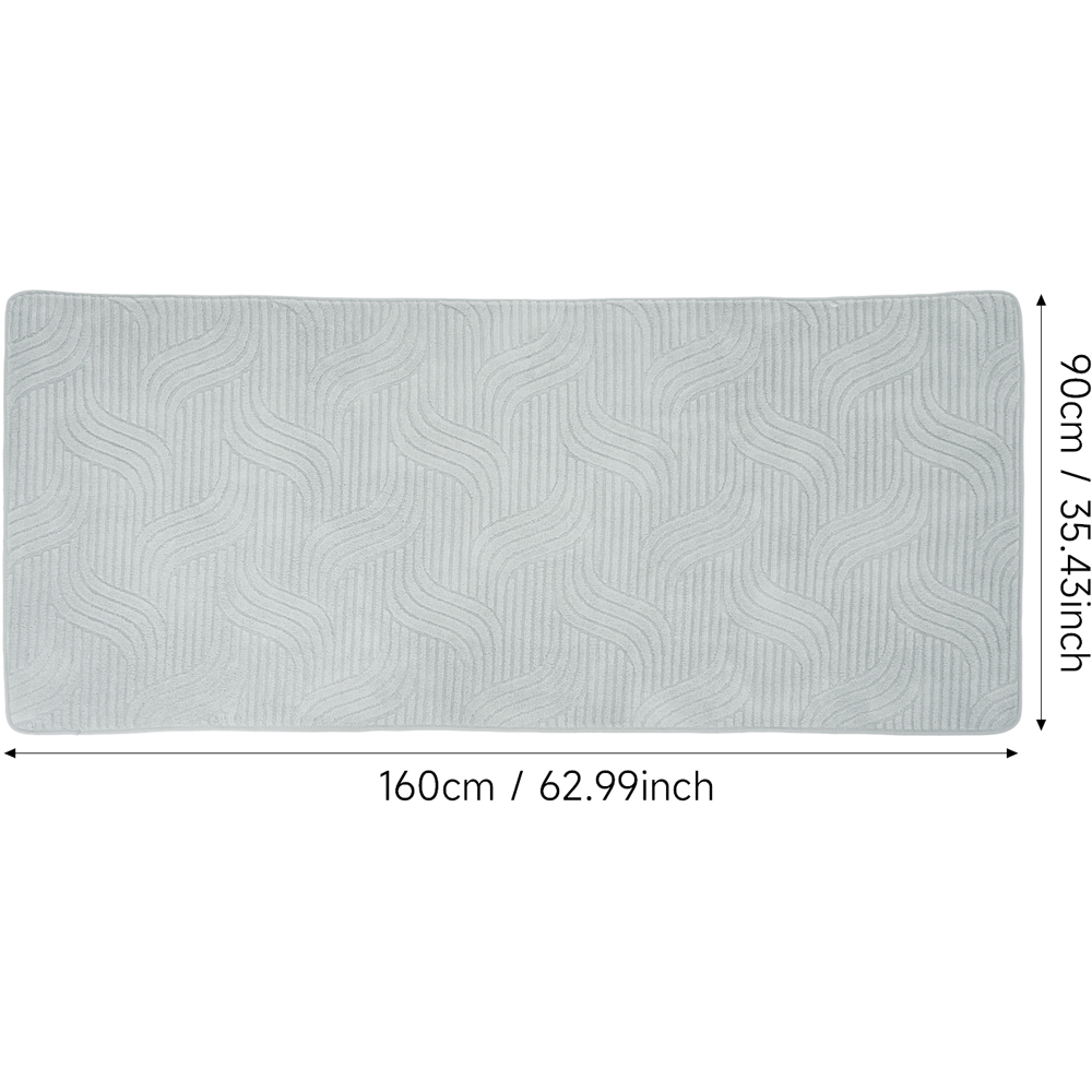 Living and Home 160 x 90cm Light Grey Minimalist Wavy Geometric Non-Slip Sofa Mat Image 8