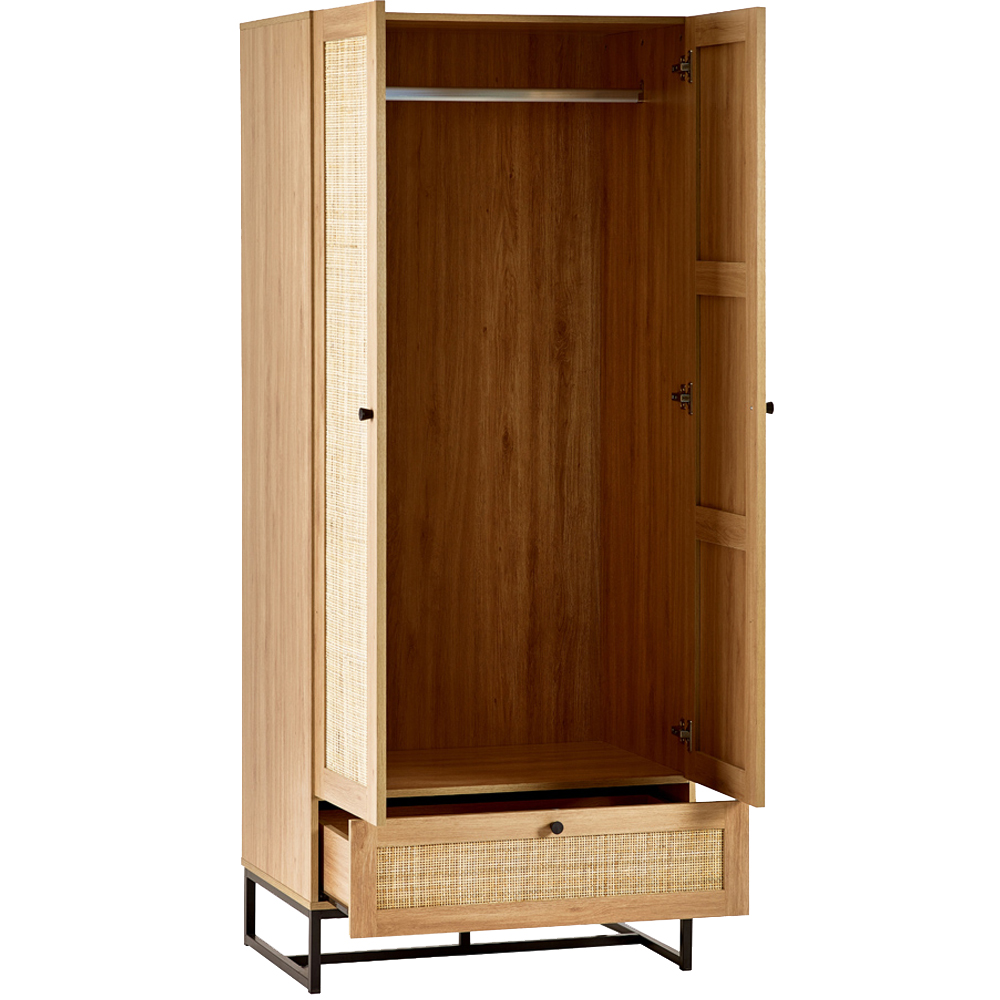 Julian Bowen Padstow 2 Door Single Drawer Oak Wardrobe Image 4