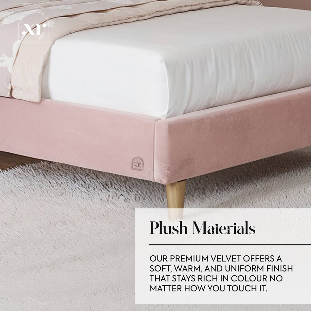 XR Living Lily Single Pink Velvet Bed Frame with App Controlled RGB LED Light Image 7