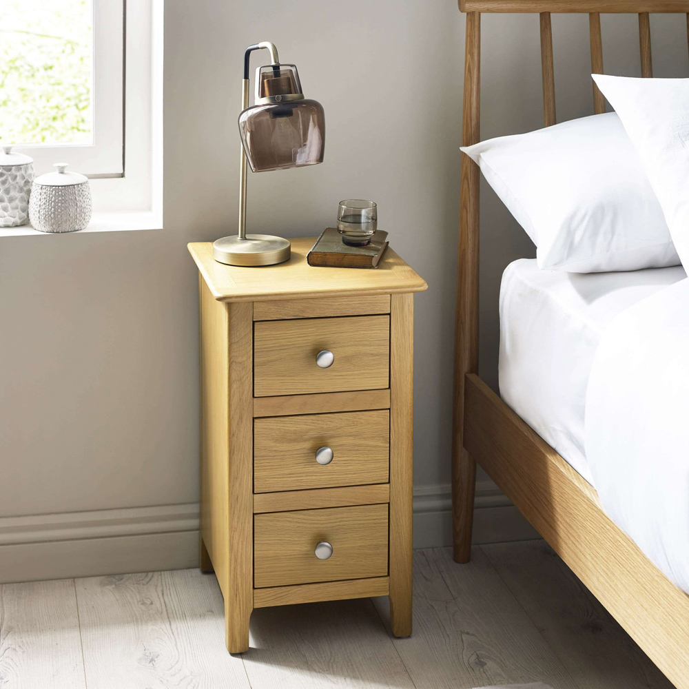 Julian Bowen Somerset 3 Drawer Oak Compact Bedside Table Image 7