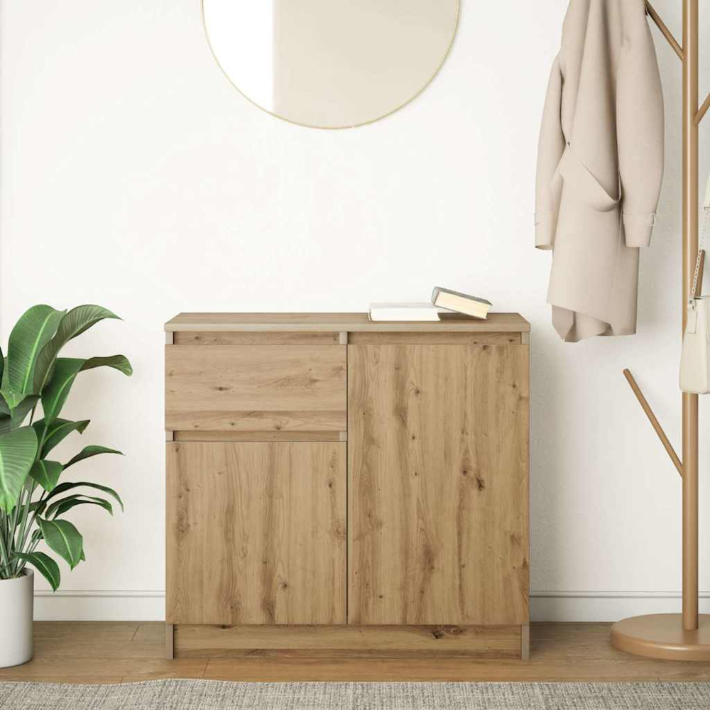 vidaXL 2 Door Single Drawer Artisan Oak Sideboard Image 3