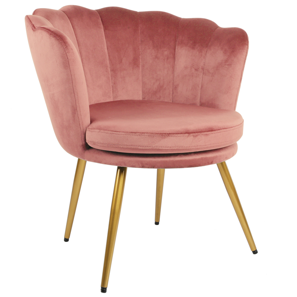 Flora Petal Back Accent Tub Chair Velvet Upholstery - Dusty Pink Image 2