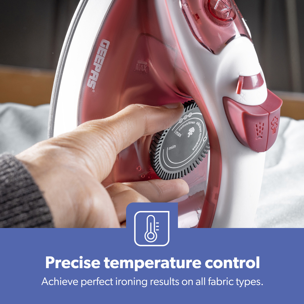 Geepas GSI7783UK-RD Red Fast Heat Up Steam Iron 1800W Image 5