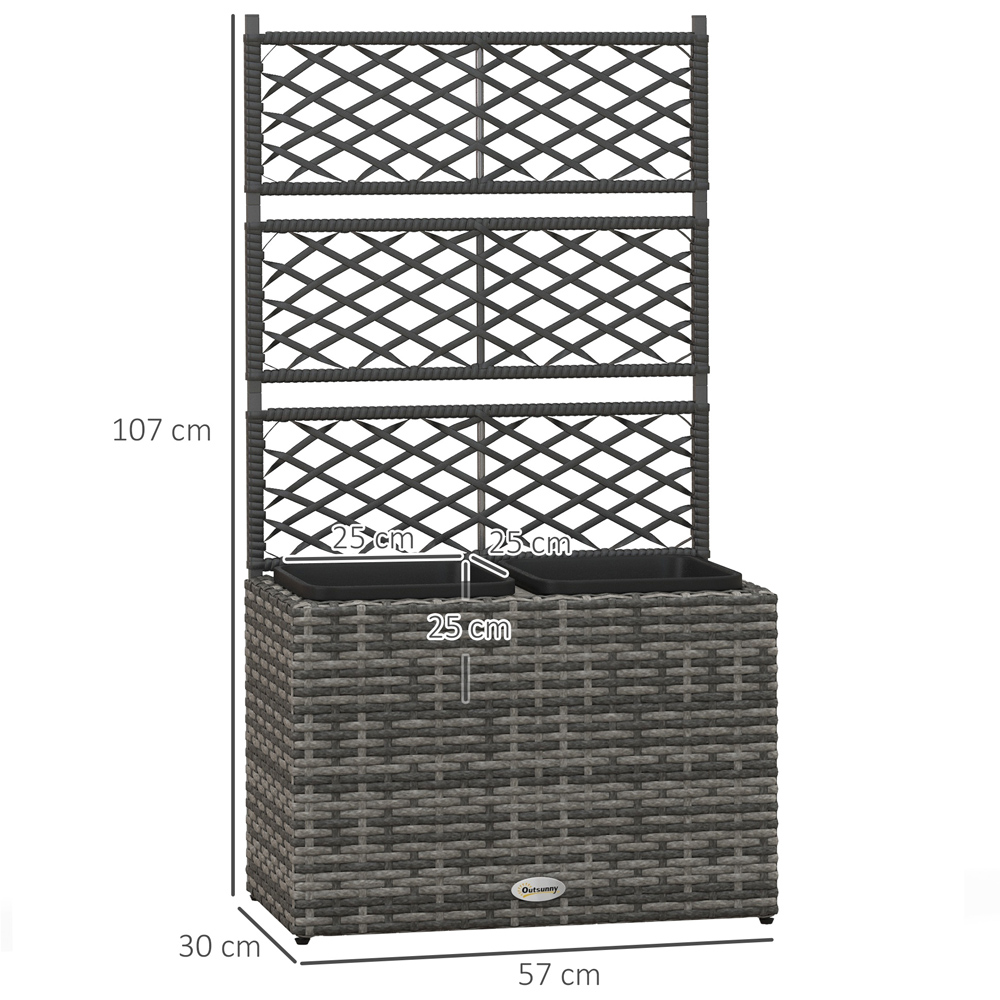 Outsunny Grey Garden PE Rattan Planter with Trellis 57 x 30 x 107cm Image 8