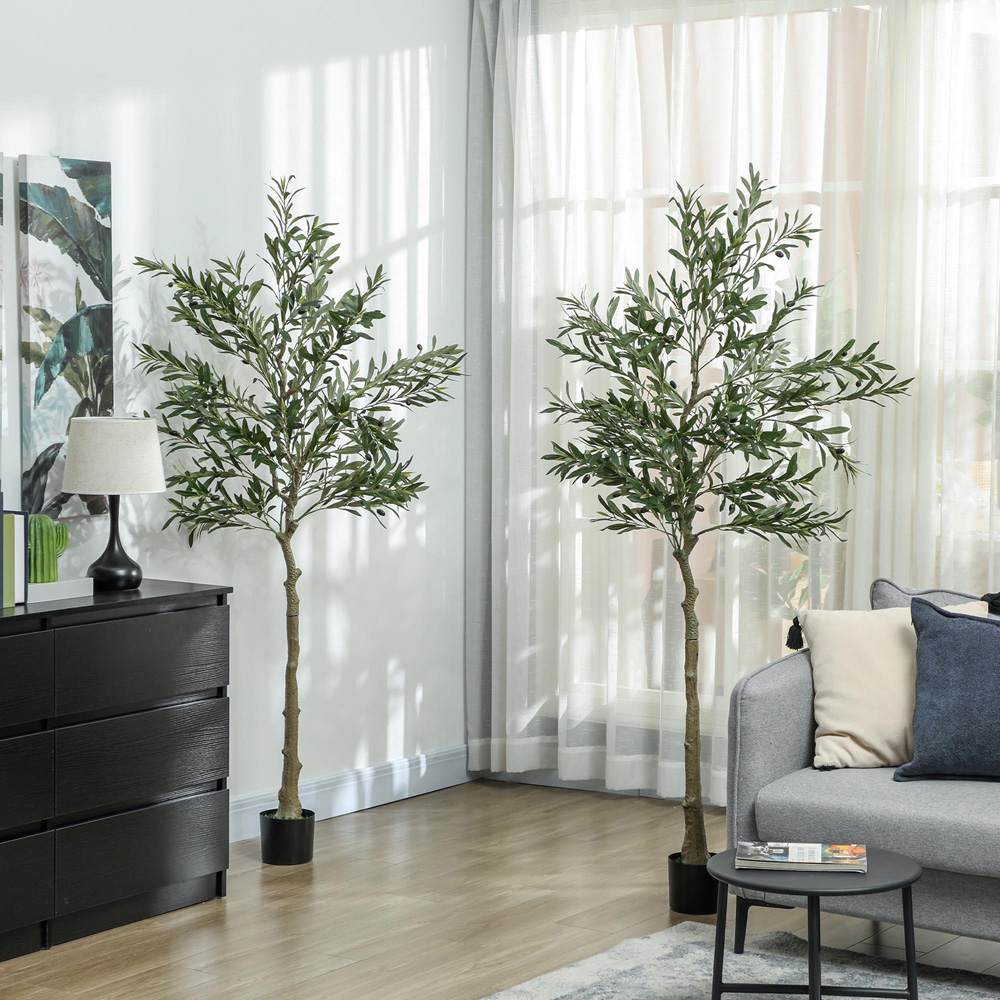 HOMCOM Silk Olive Tree Artificial Plant Pot 180cm 2 Pack Image 3