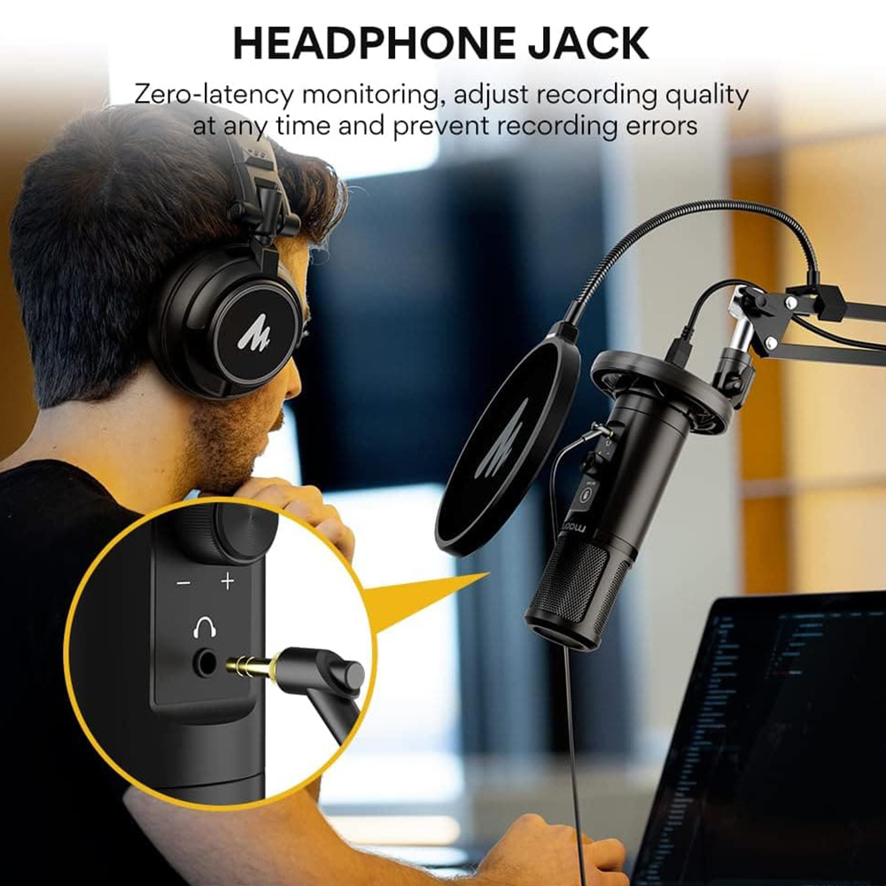 Maono USB Cardioid Professional Microphone with Boom Arm Kit Image 6