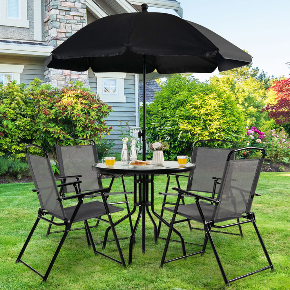 Costway 4 Seater Grey Patio Dining Set Image 1