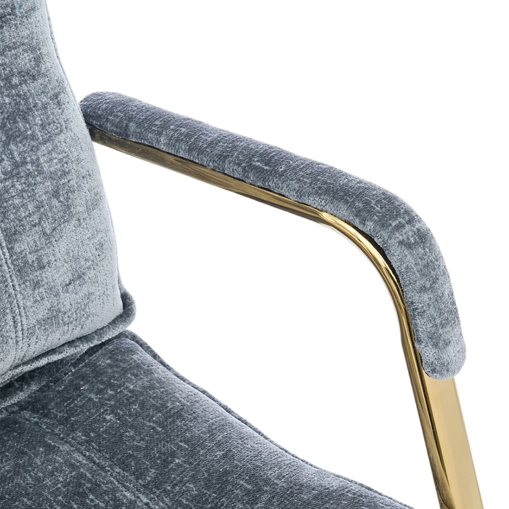 Living and Home Blue Chenille Height Adjustable Swivel Office Chair Image 5
