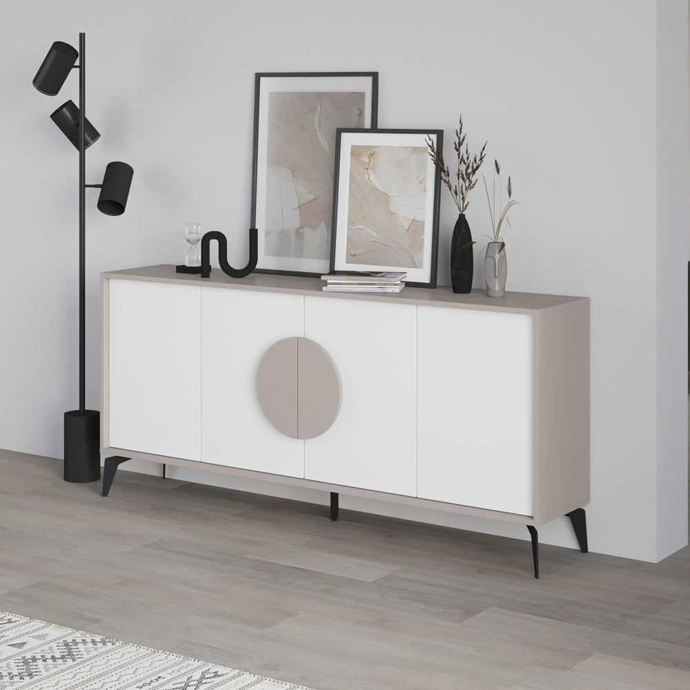 Decortie Gora 4 Door Mocha Grey and White Sideboard Image 5