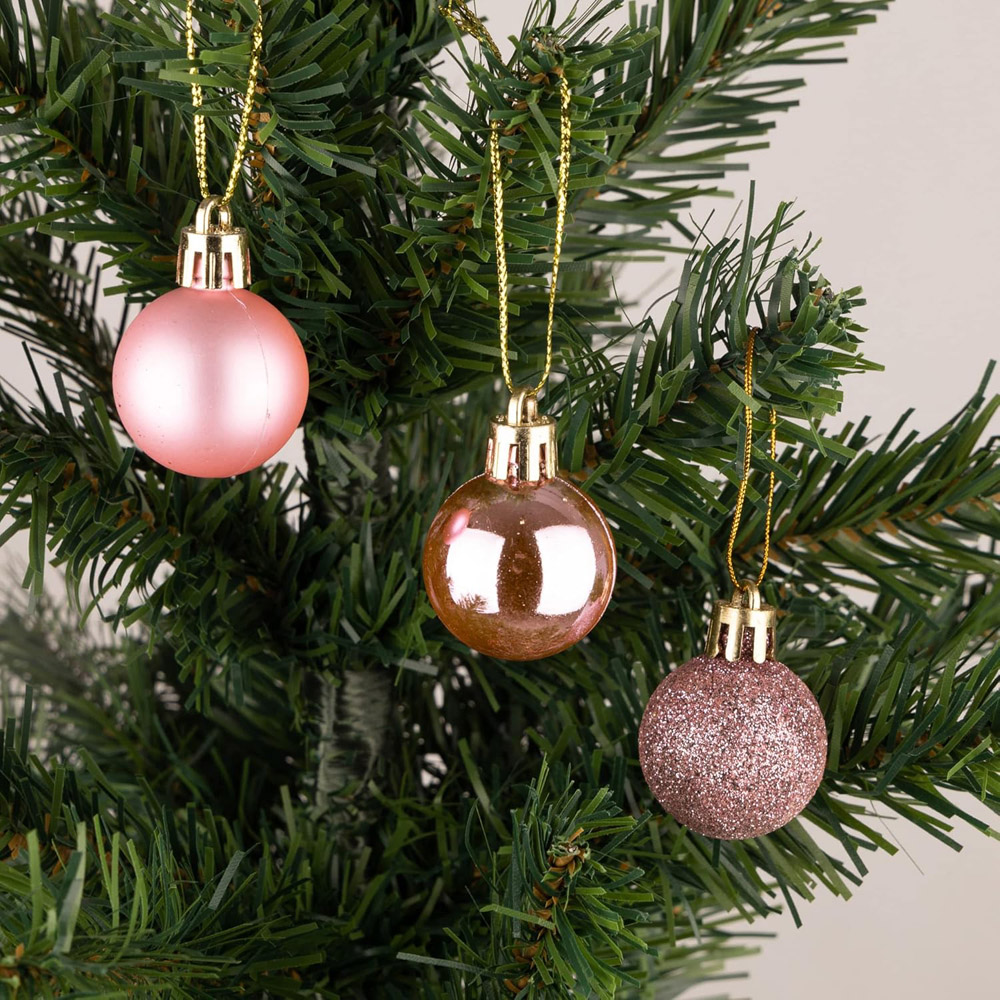 Shatchi 3cm Pale Pink Shatterproof Christmas Baubles 24 Pack Image 3