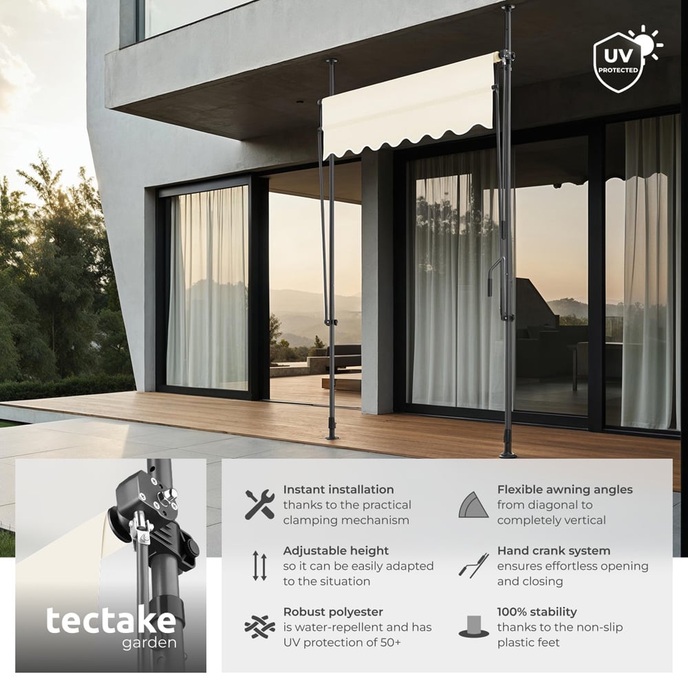 tectake Beige Retractable Awning 1.5 x 1.8m Image 6