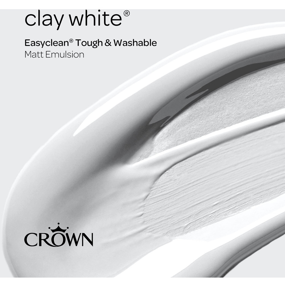 Crown Easyclean Clay White Matt Emulsion Multisurface Paint 2.5L Image 7