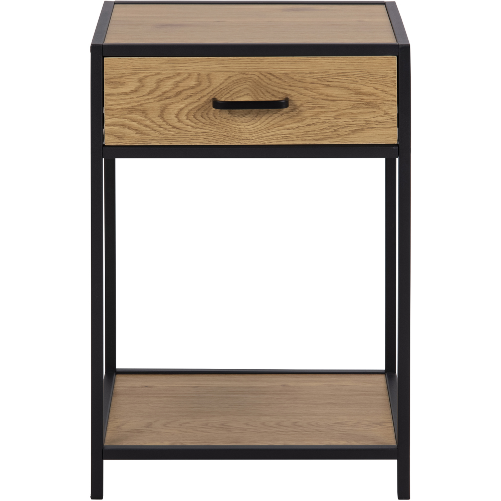 Florence Seaford Single Drawer Single Shelf Black and Oak Bedside Table Image 3