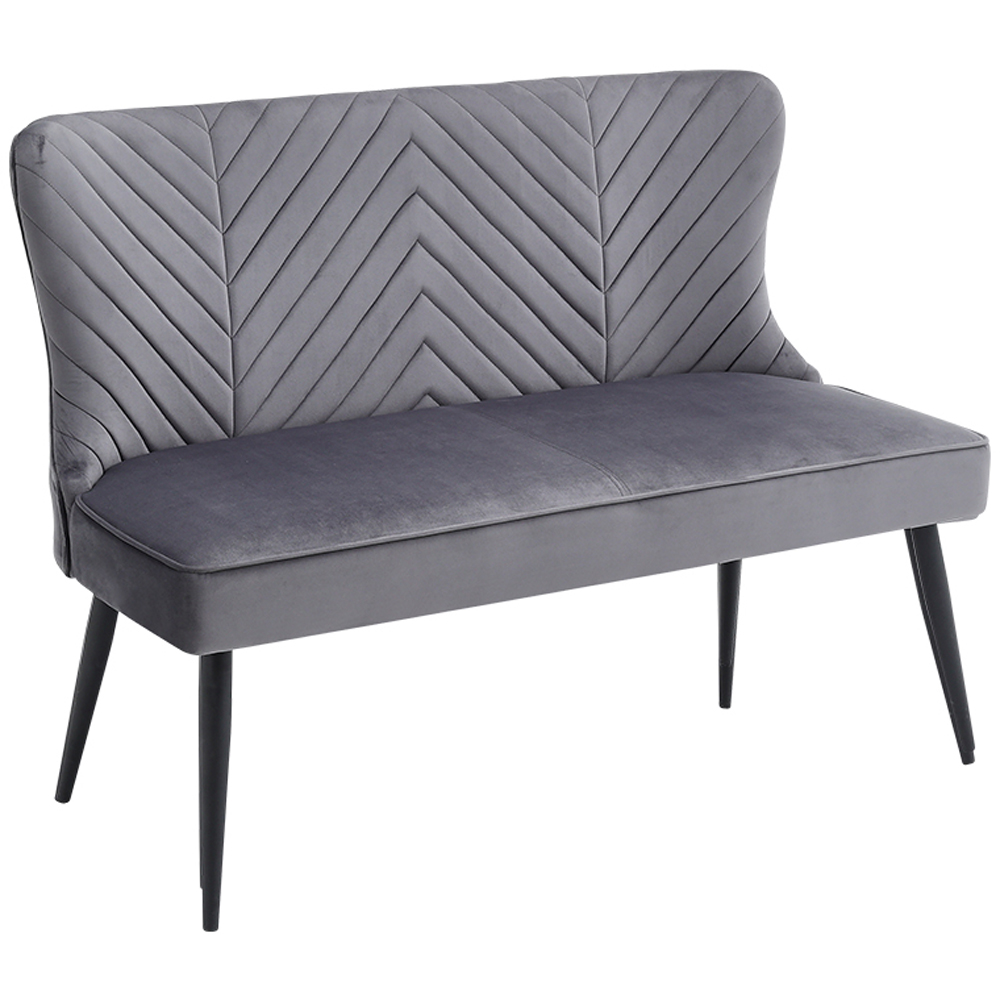 Living and Home 2 Seater Grey and Black Upholstered Tufted Dining Bench Image 2