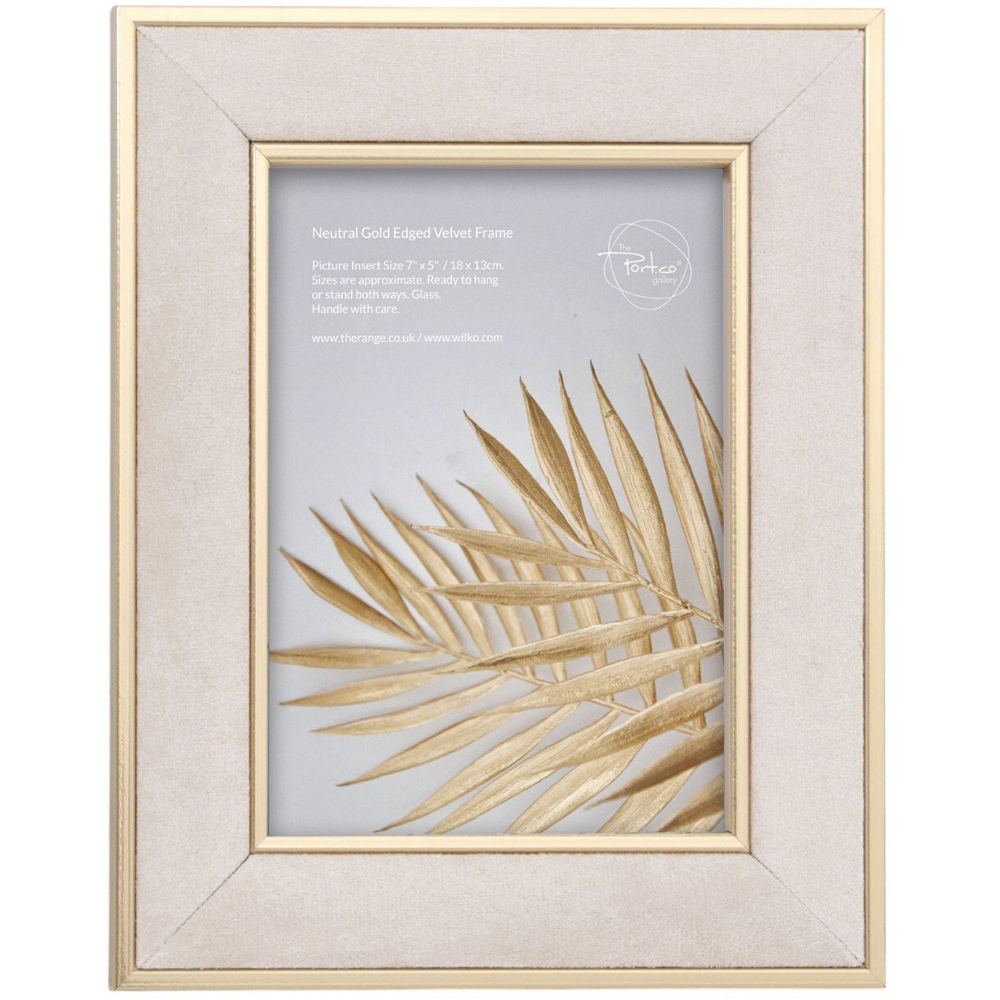 Neutral Gold Edged Velvet Frame Neutral and Gold 7x5inch Image 1