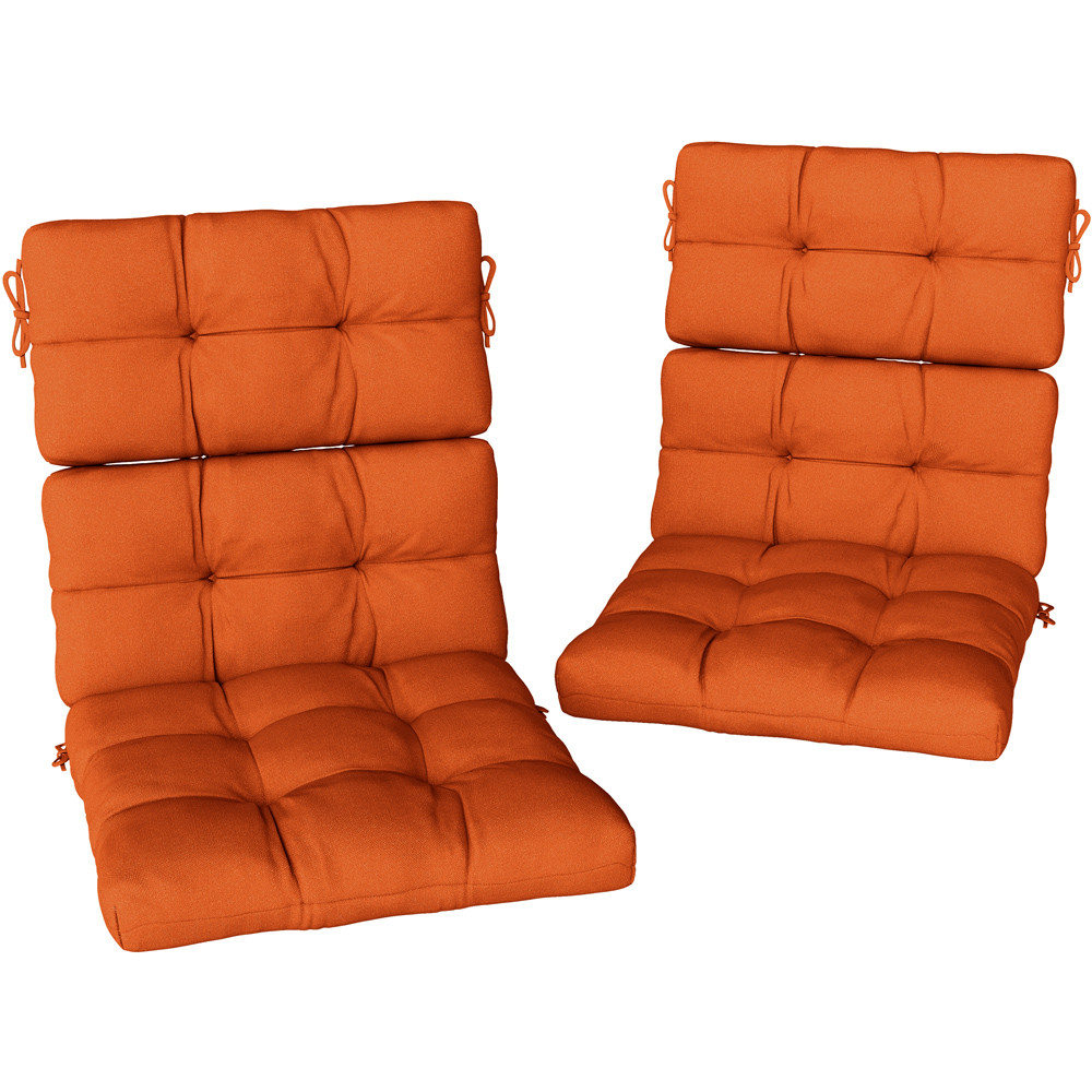 Outsunny Orange Garden Seat Cushion with Backrest and Ties 112 x 56cm 2 Pack Image 1