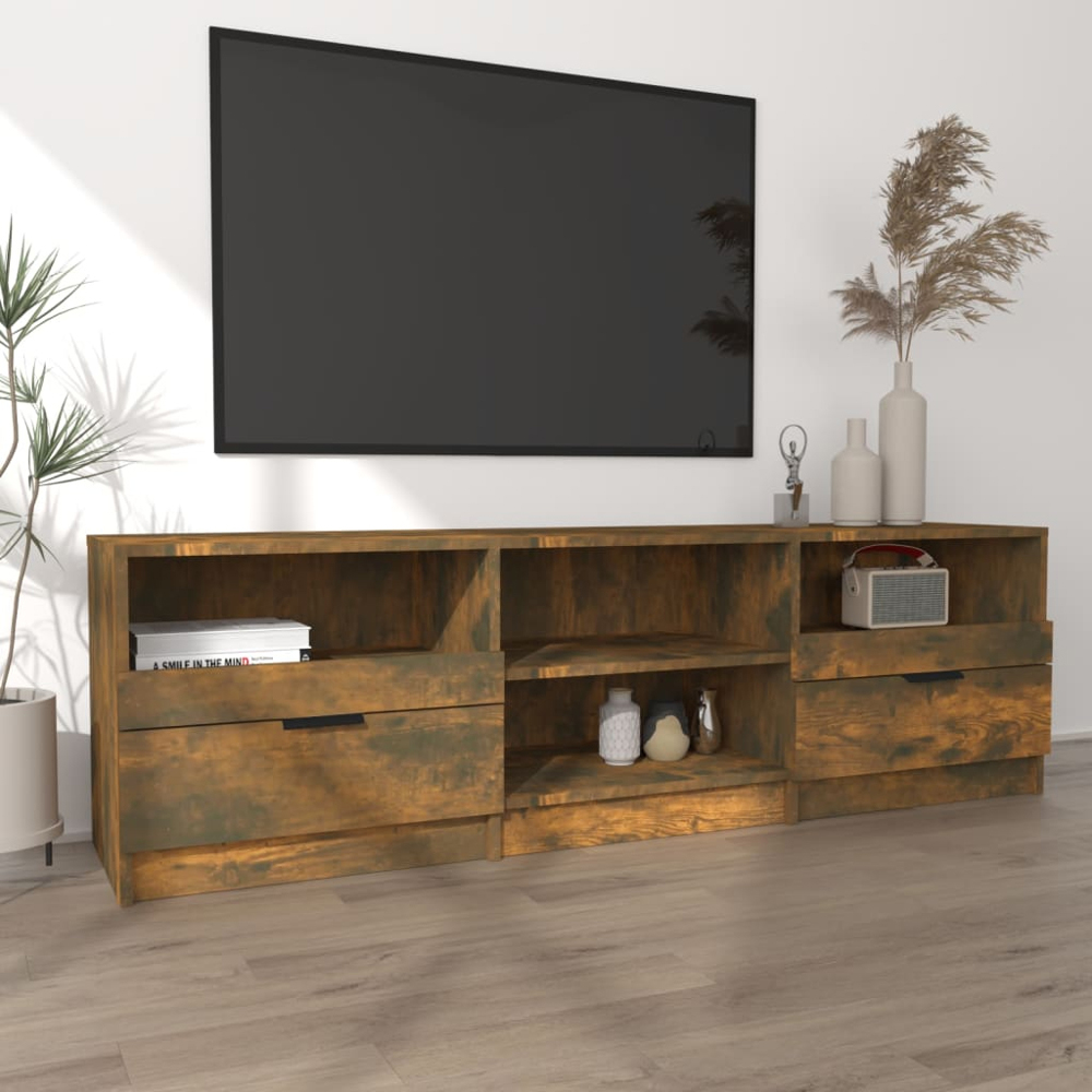 vidaXL 2 Drawer 4 Shelf Smoked Oak TV Cabinet Image 3
