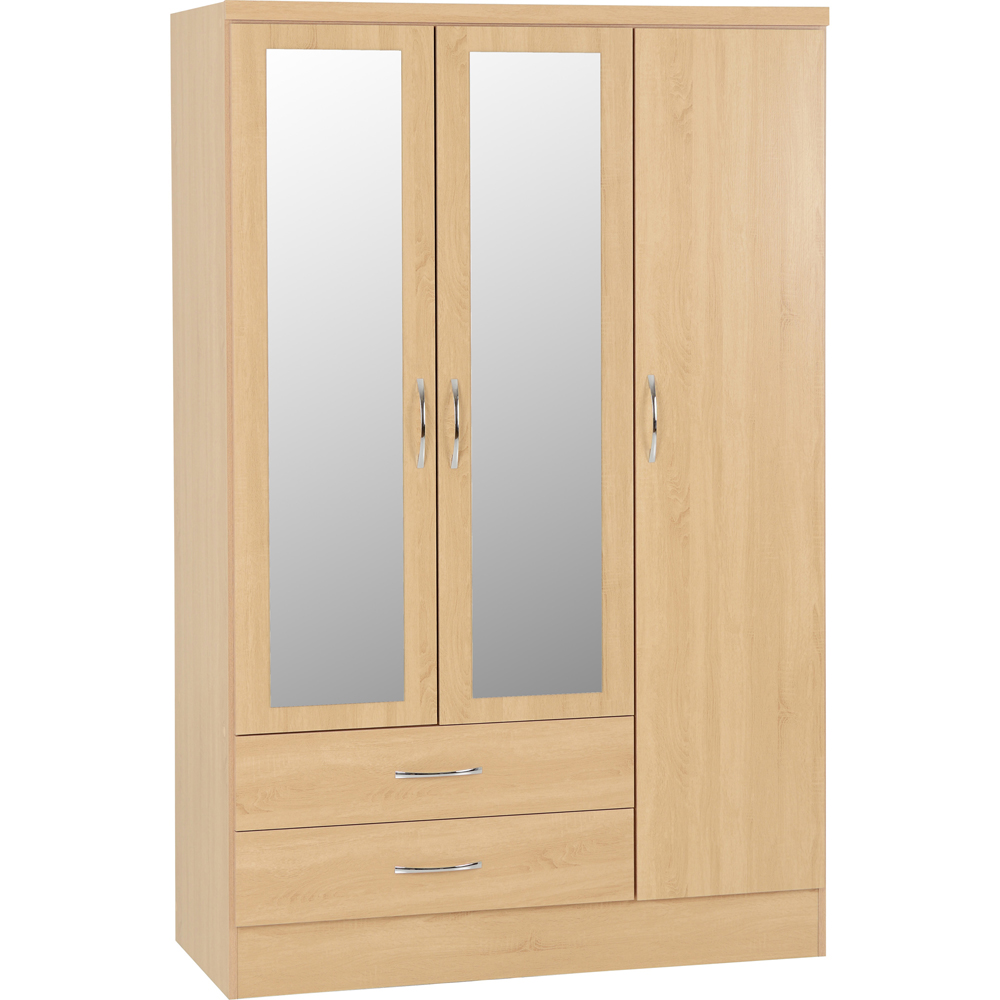 Seconique Nevada 3 Door 2 Drawer Sonoma Oak Effect Mirror Wardrobe Image 2