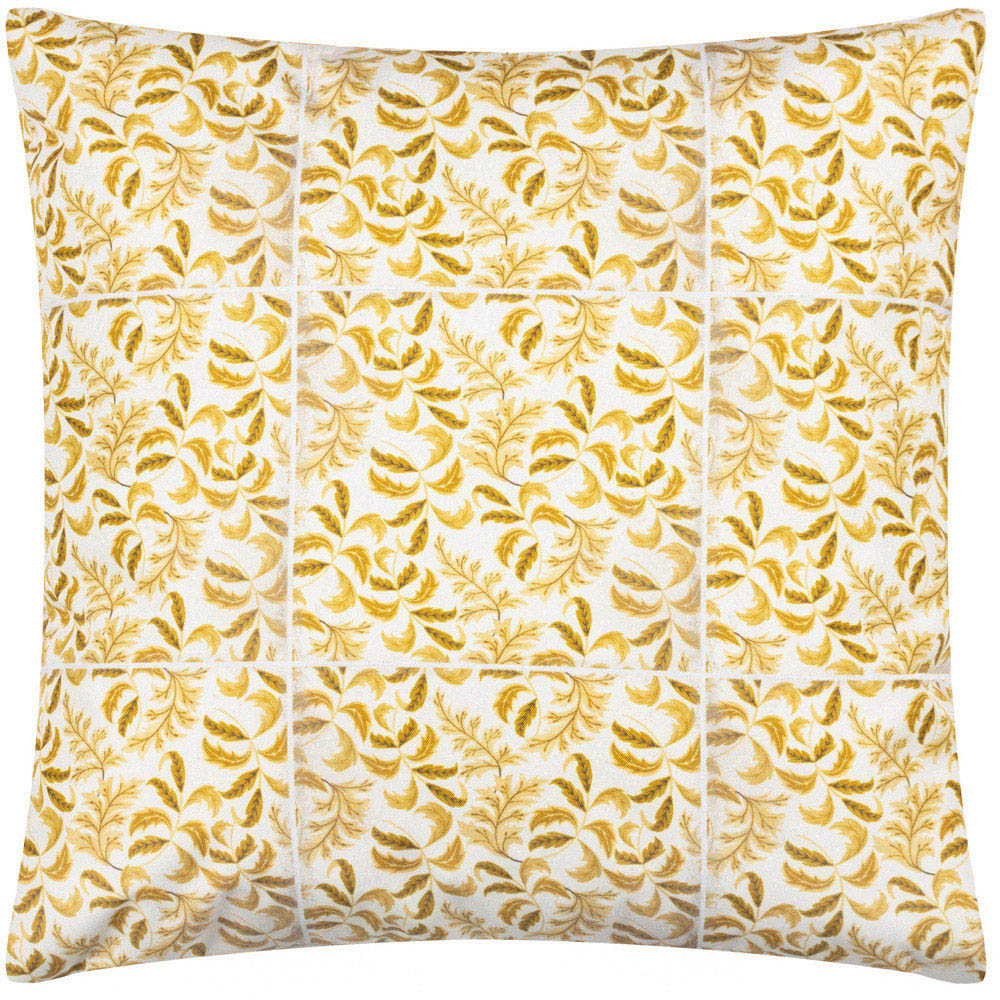 Paoletti Minton Saffron Tile Floral UV & Water Resistant Outdoor Cushion Image 1