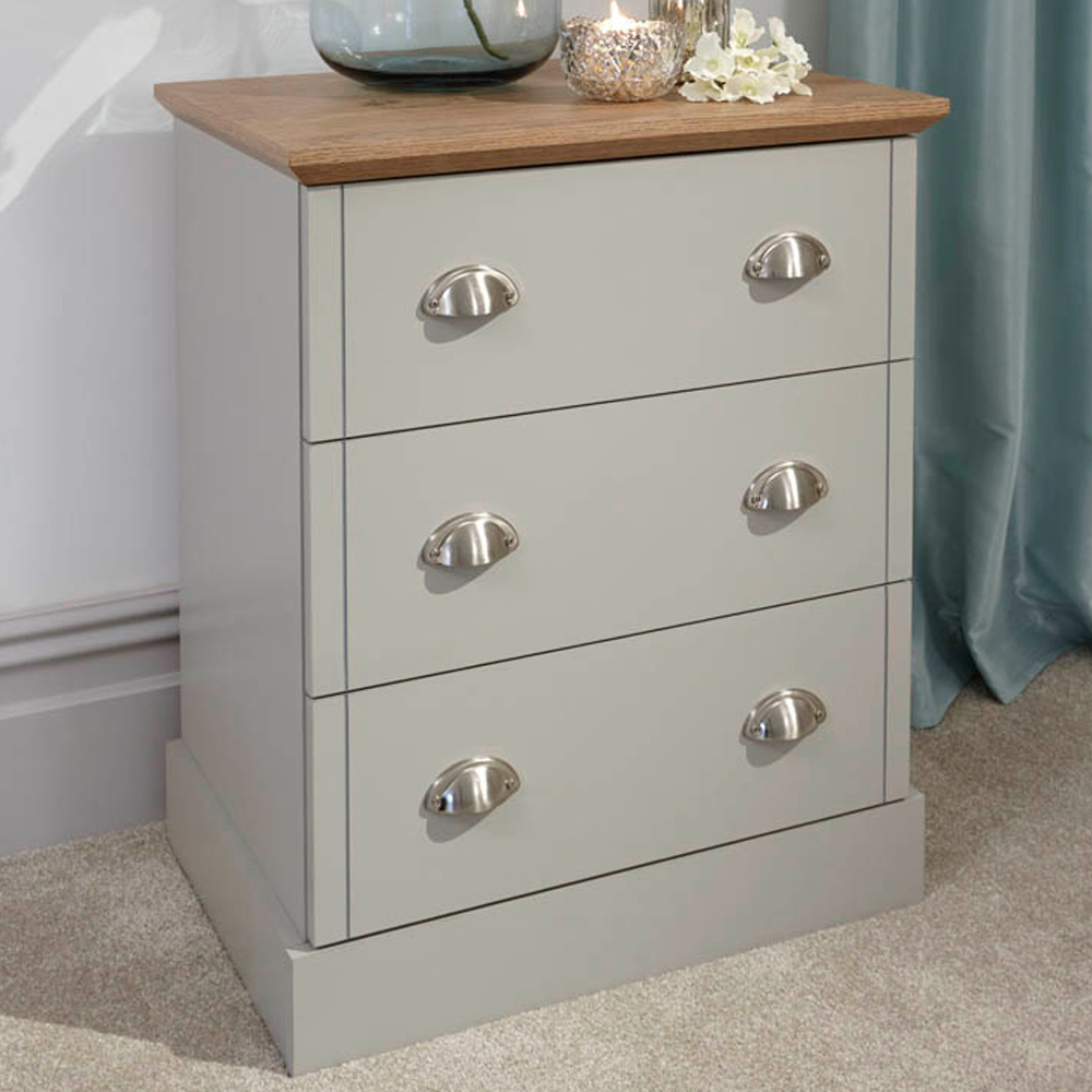 GFW Kendal 3 Drawer Grey Chest of Drawers Image 1
