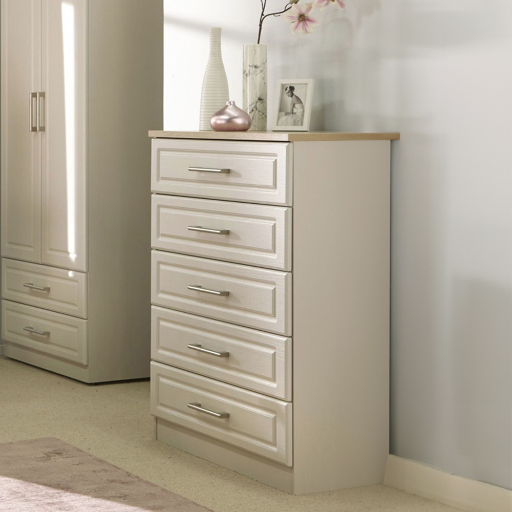Crowndale Kent 5 Drawer Kashmir Ash and Modern Oak Chest of Drawers Ready Assembled Image 7