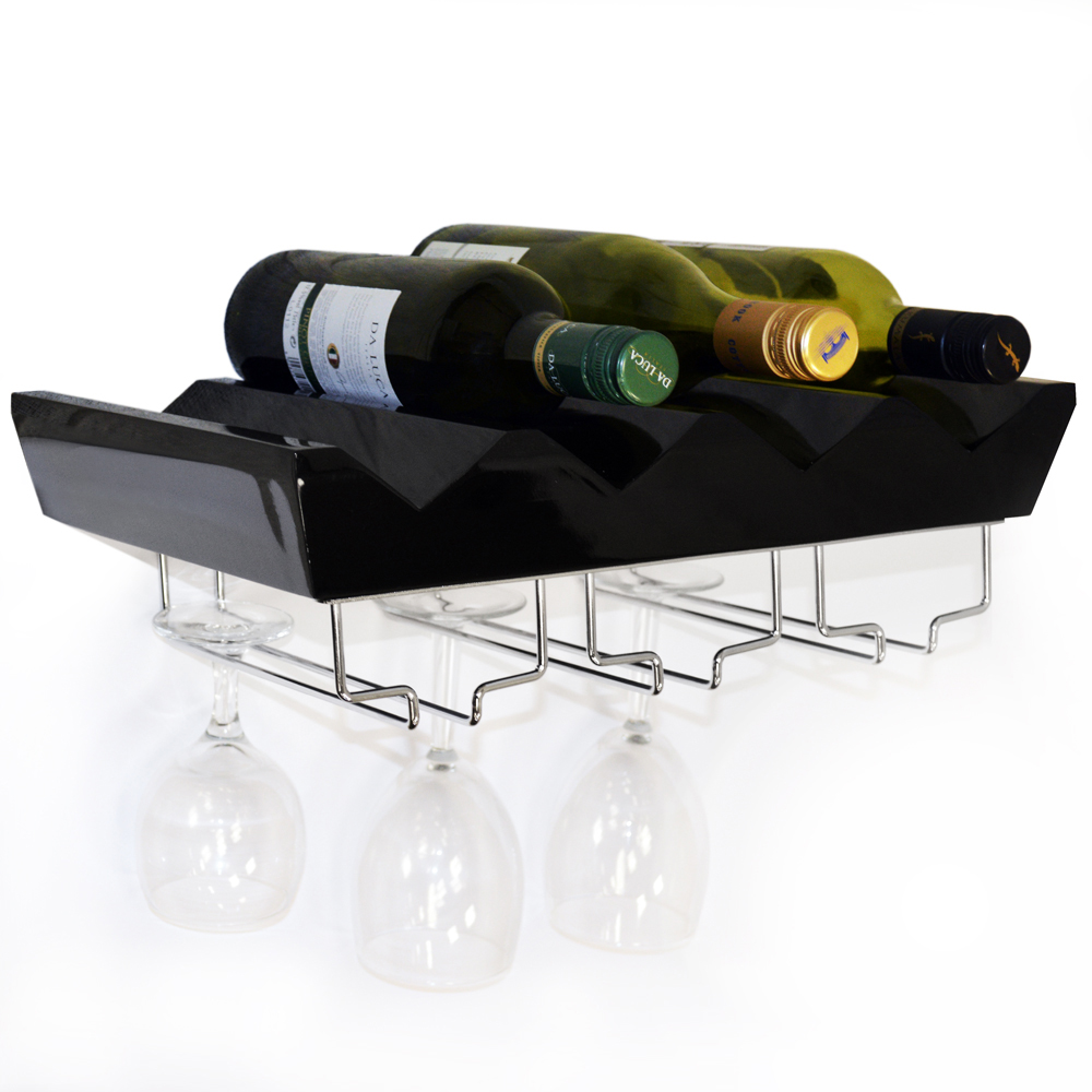 Watsons Monterey 4 Bottle Black Floating Wine Shelf Image 3