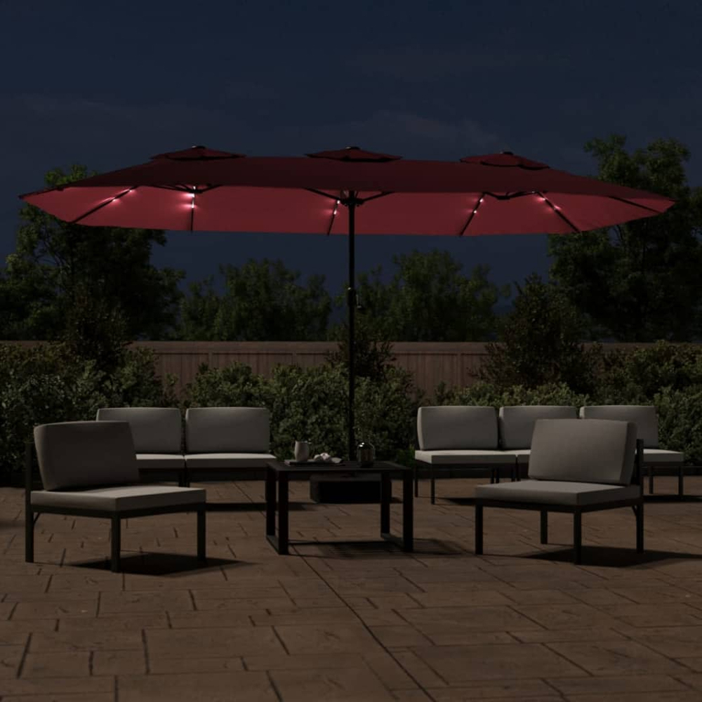vidaXL Red LED Double Head Parasol 4.5 x 2.6m Image 2