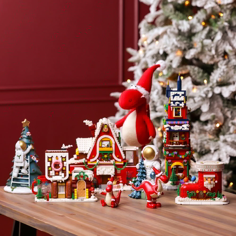 The Seasonal Gift Co. Toy Shop 1301 Piece Kids Christmas Chalet Brick Building Set Image 3