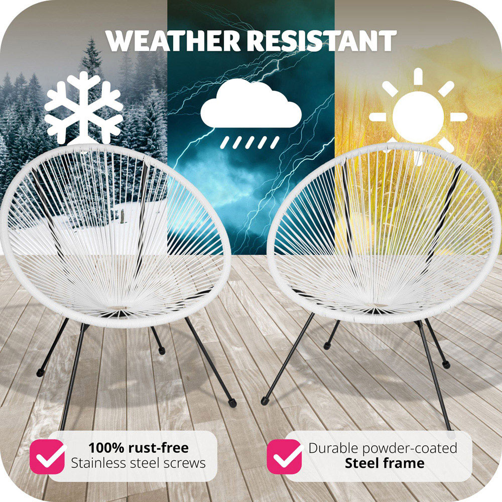 tectake Retro 2 Piece White Garden Chair Set Image 7