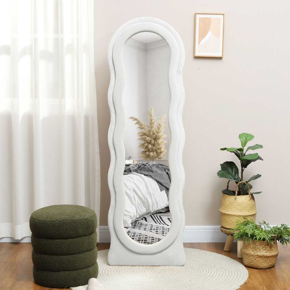 Portland White Velvet Frame Full Length Mirror 160 x 50cm Image 2