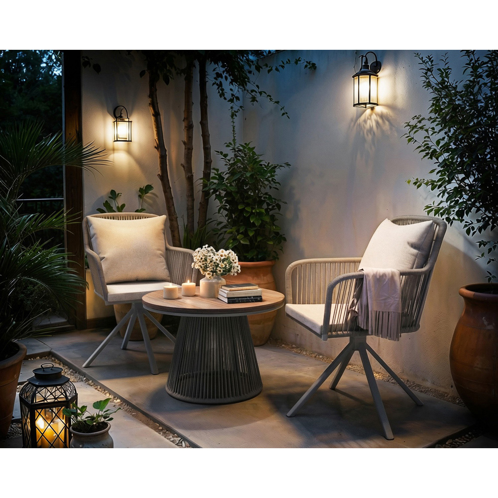 SOLACE+CO Juno Hana 2 Seater Beige Swivel Bistro Set Image 6