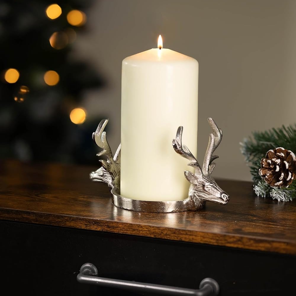 Marco Paul Silver Double Head Reindeer Candle Holder Image 7