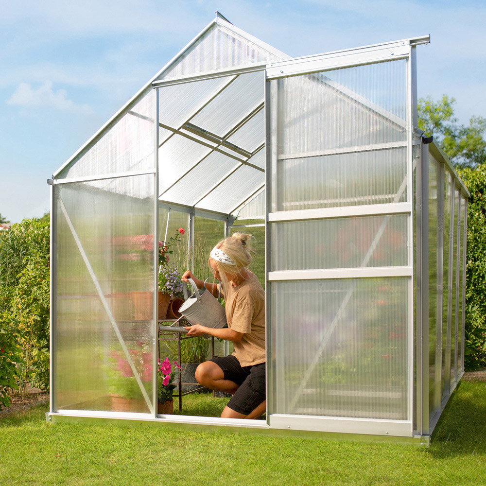 tectake Transparent Aluminium Greenhouse with Foundation Image 2
