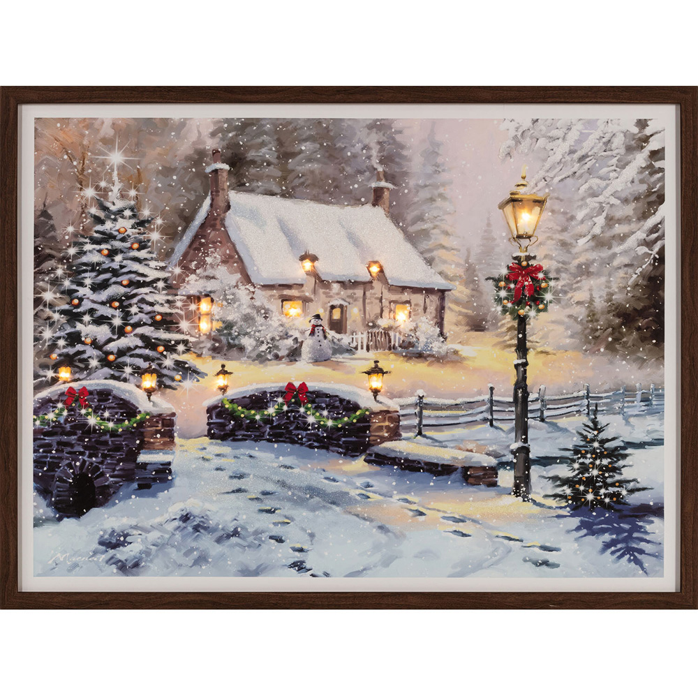 Macneil Snowy LED Cottage Framed Print Image 5