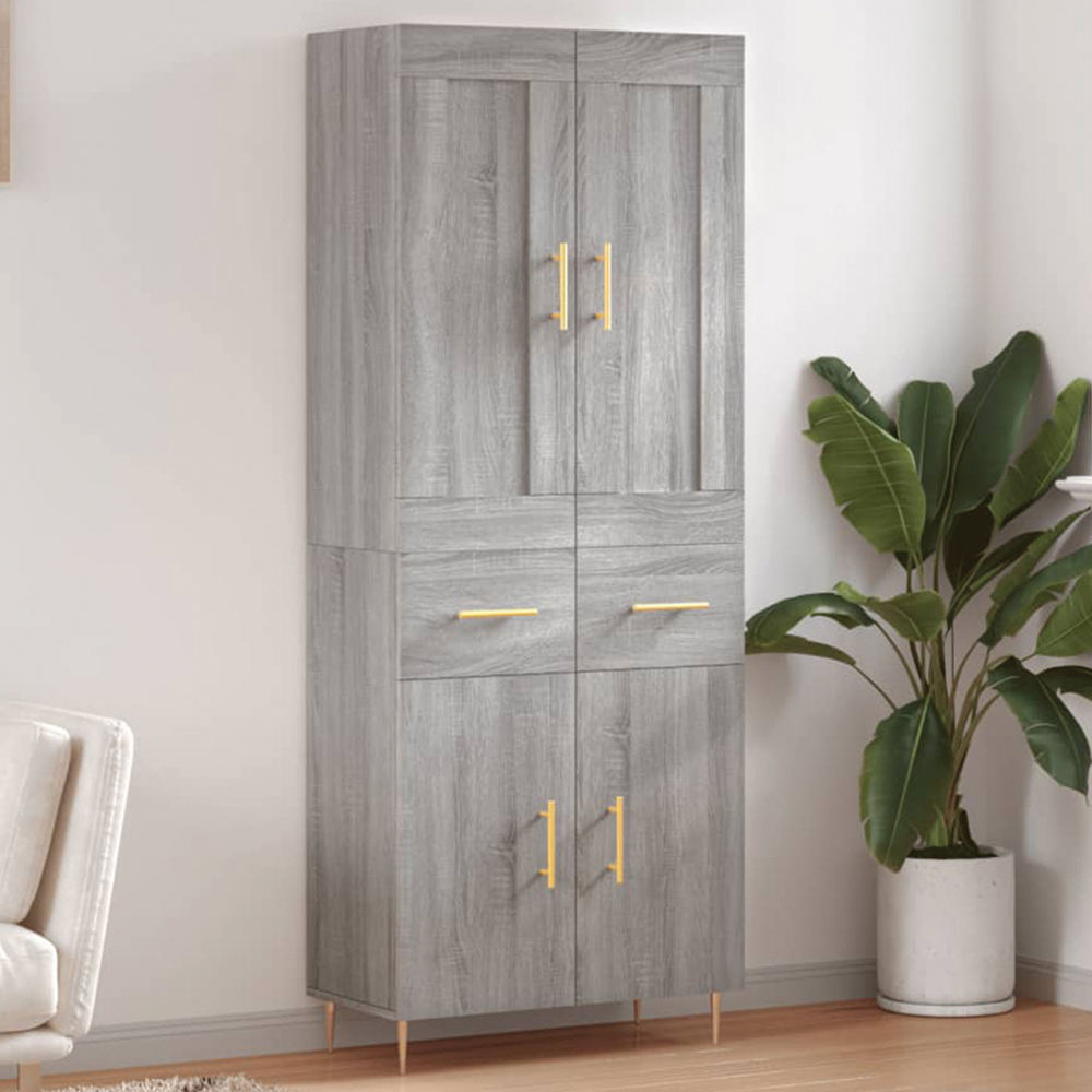 vidaXL 4 Door Grey Highboard Image 1