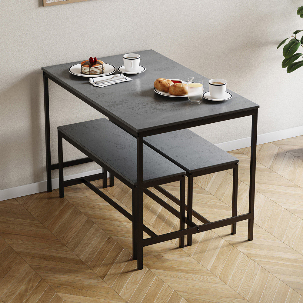 VIDA DESIGNS Roslyn 4 Seater Metal Frame Dining Bench Set Concrete Grey Image 2