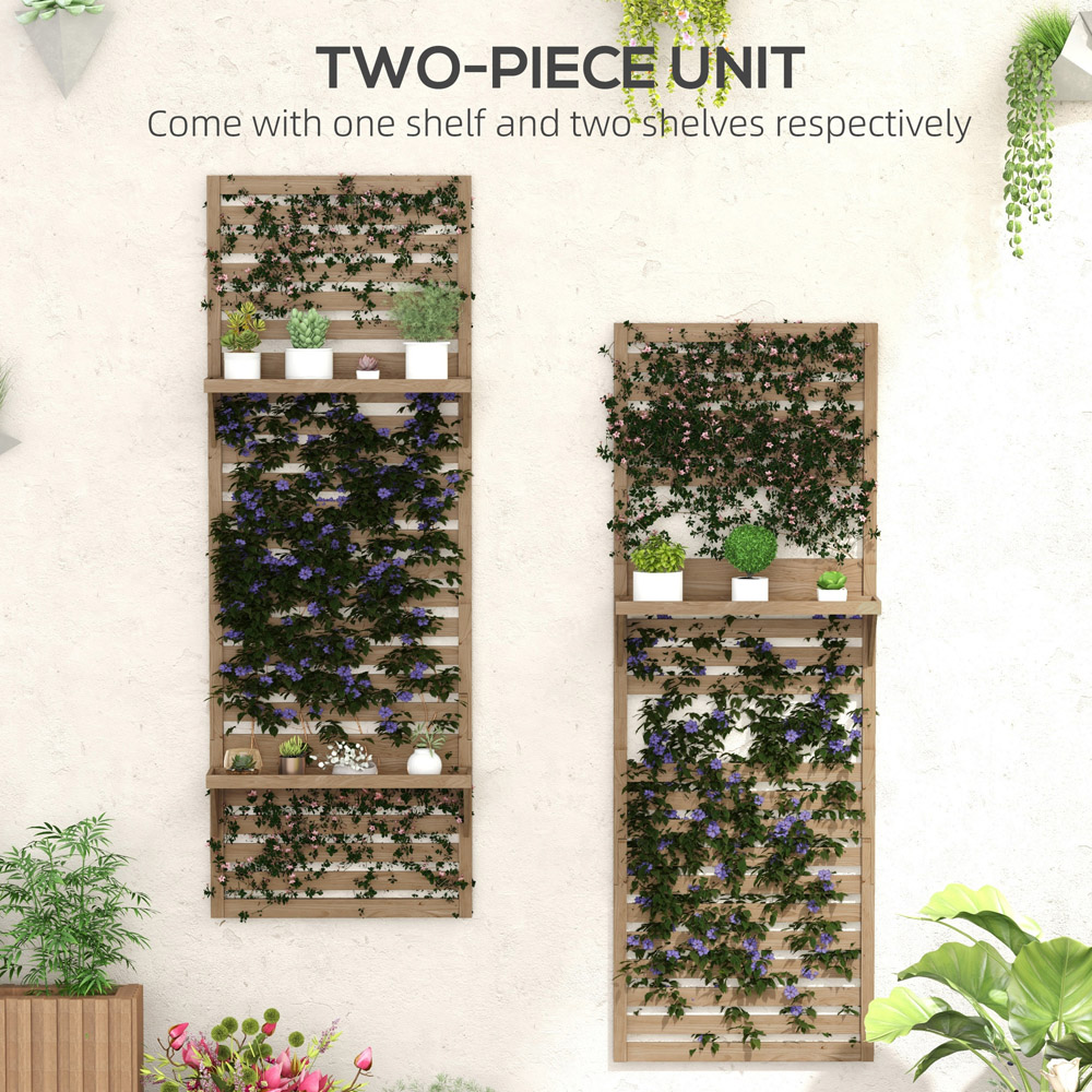 Outsunny Brown Wall Mounted Plant Stand with Trellis Set of 2 Image 4