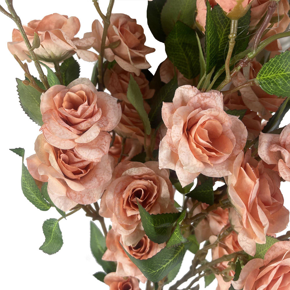 Leaf Pink Rose Artificial Flower Bunch 90cm 6 Pack Image 6