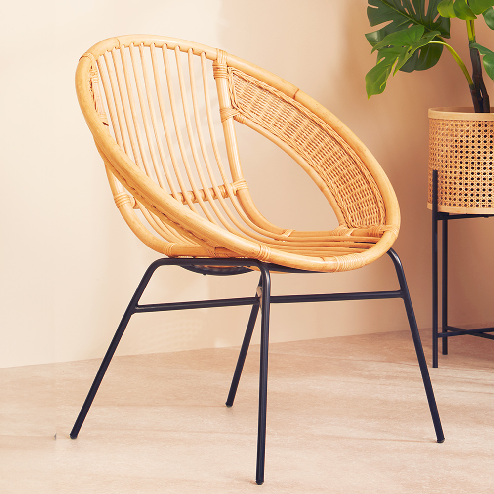 Interiors by Premier Lagom Natural and Black Rattan Chair Image 1