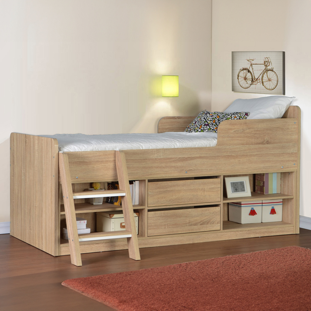 Seconique Felix Single Light Sonoma Oak Low Sleeper Bed Image 1