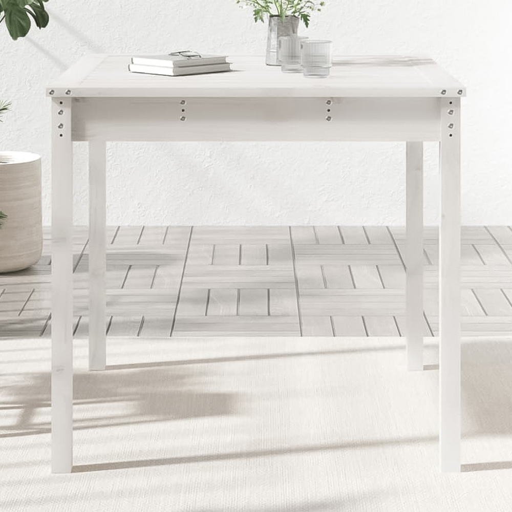 vidaXL 2 Seater Solid Pine Wood Garden Dining Table White Image 1