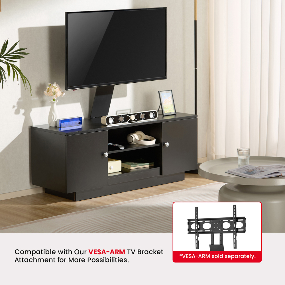 TTAP Venice Black 2 Door 2 Shelf TV Cabinet Image 6