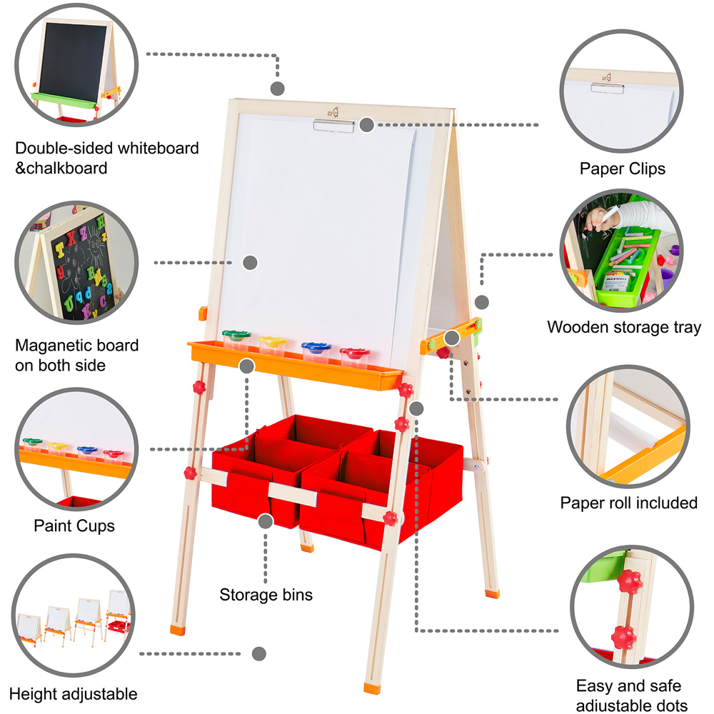Teamson Kids Little Artist Vangogh Red Wooden Double Sided Art Easel Image 8