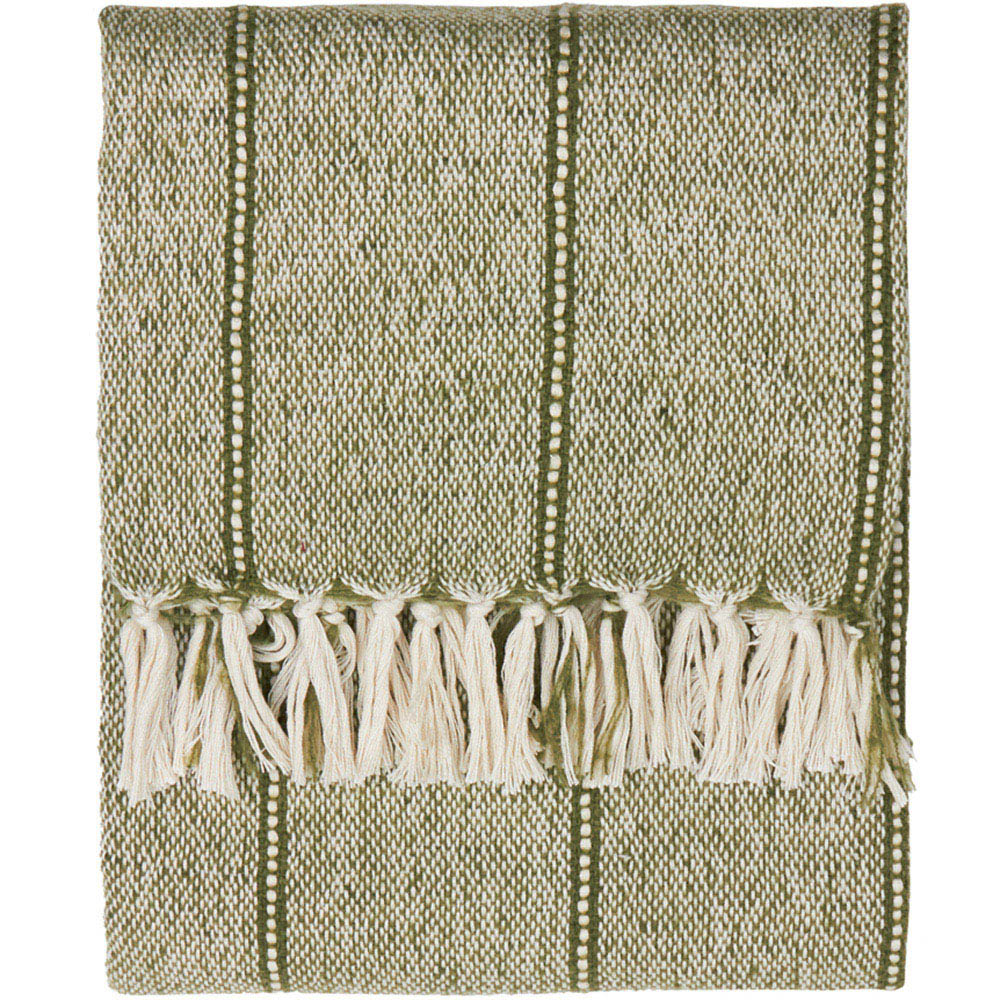 Yard Hedon Green Linear Stripe Woven Throw 130 x 180cm Image 1
